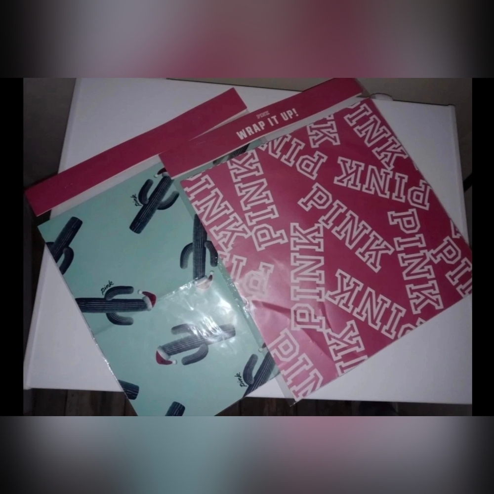 PINK Victoria's Secret Gift Wrap Set - Pink and Green